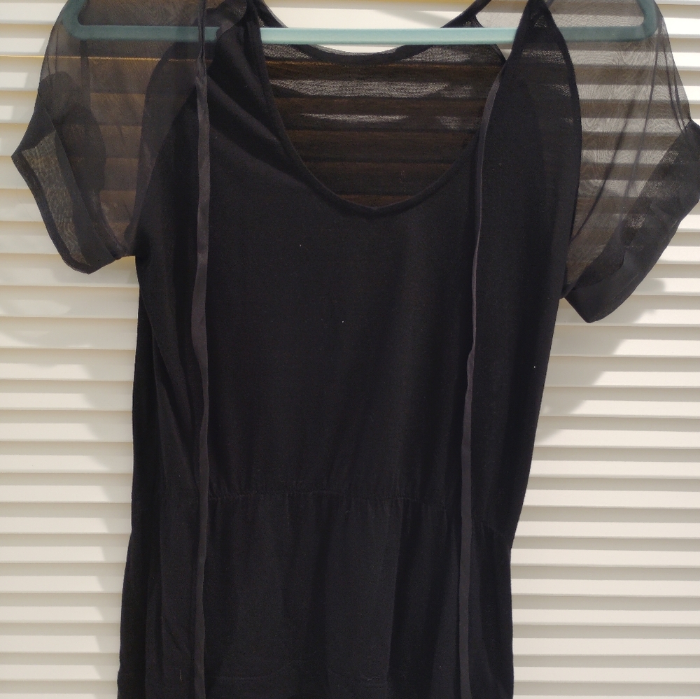 Fendi Black Sheer Sleeve Top